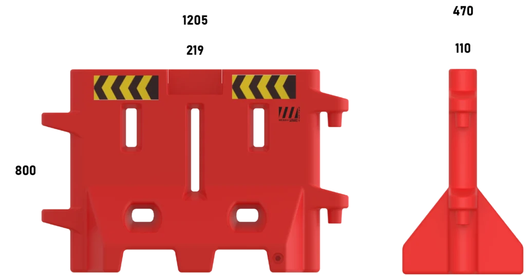 Dimensi Road Barrier ukuran 120