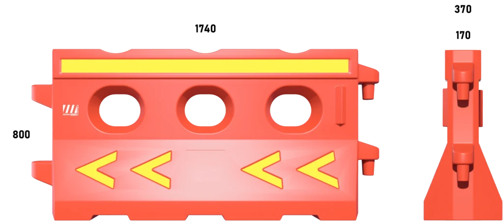 Dimensi Road Barrier ukuran 170